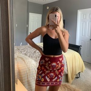 Velvet embroidered skirt